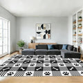 Area Rugs Paw Bone Plaid Modern Neutral Large Living Room Carpet Checkered Dog by SPUNKER