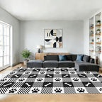 Area Rugs Paw Bone Plaid Modern Neutral Large Living Room Carpet Checkered Dog by SPUNKER