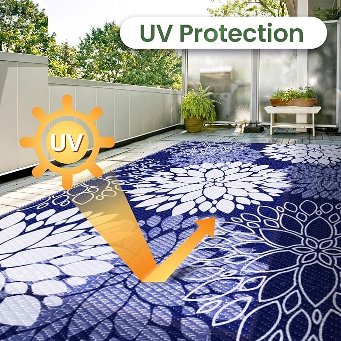 LuxStep Outdoor Rug Waterproof Outdoor Plastic Straw Rug Reversible Patio Rug - Image 7