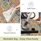 Colorful Mandala Floral Area Rug 5x7 Rust, Washable Large Rugs - Image 3