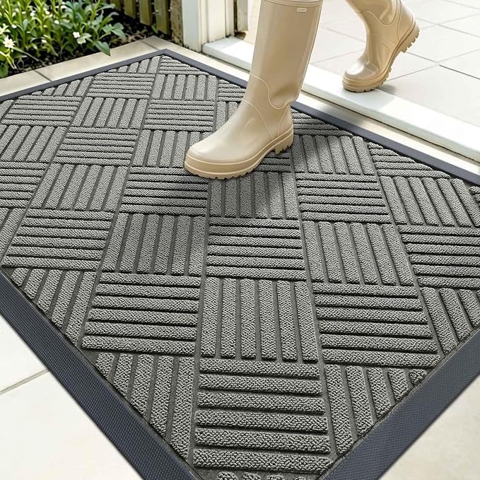 OLANLY Front Door Mat Outside Entrance 35x23, Heavy Duty Sturdy Natural Rubber by OLANLY