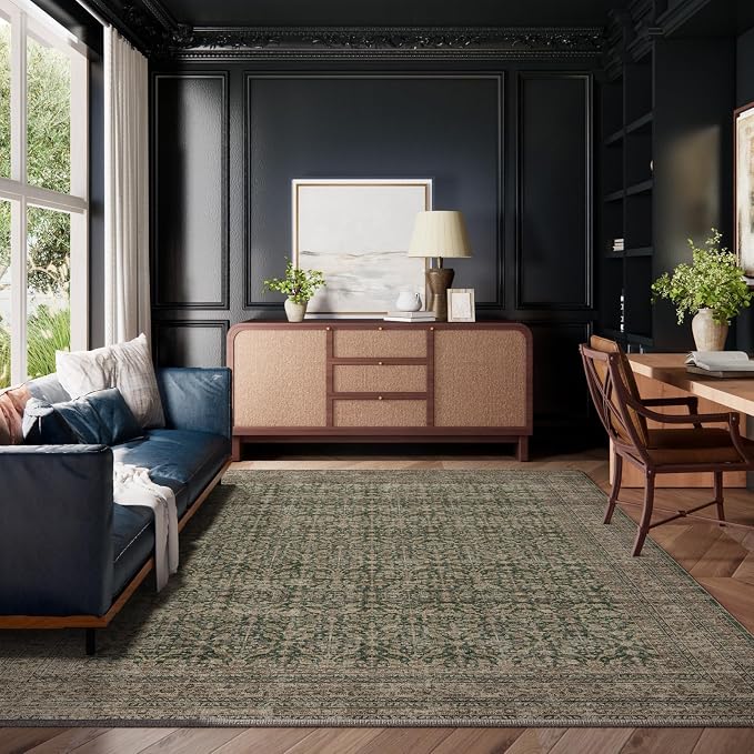 Machine Washable Rugs for Living Room: 8x10 Area Rugs Boho Vintage Rugs Stain - Image 7