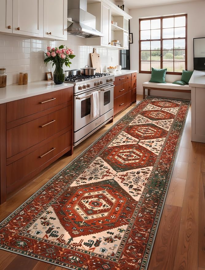 SERISSA Runner Rug for Hallways, Extra Long Boho Rug Ultra Soft Vintage - Image 3
