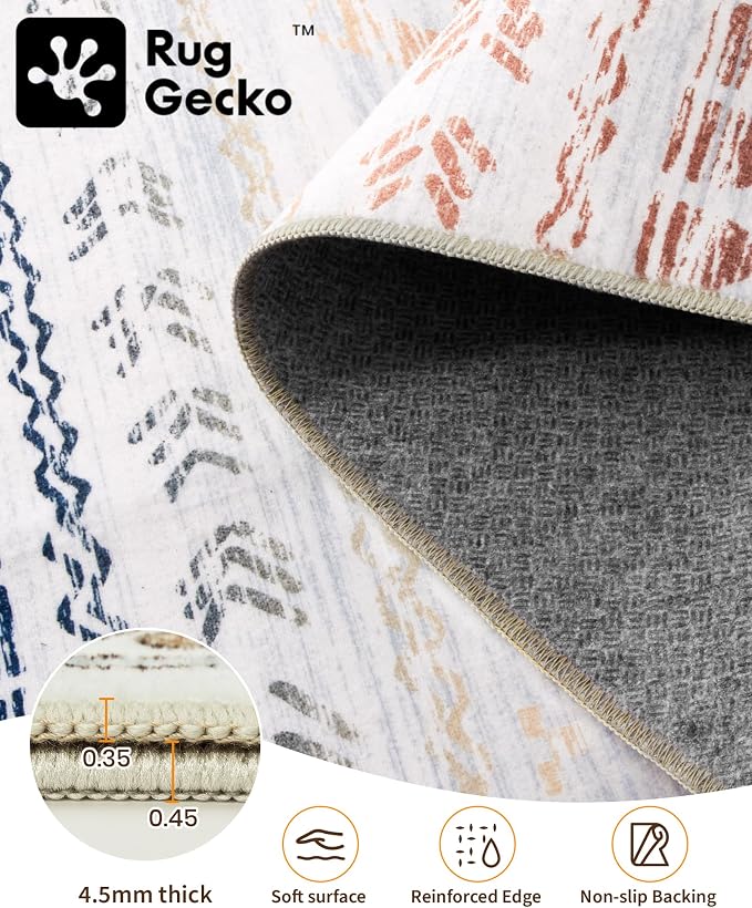 Miukiki 8x10 Area Rug for Living Room Moroccan Washable Rugs Non Slip Indoor - Image 3