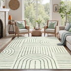 DCX Abstract Machine Washable 6x9 Rug, Sage Green Modern Accent Rug by DCXWashableRug