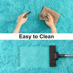 Soft Runner Rugs for Bedroom Hallways, 2x4 Teal Blue Fluffy Shag Throw Area Rug - Image 7