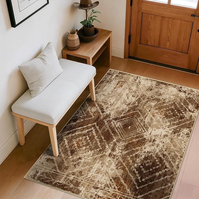 BESTSWEETIE Area Rug 4x6 Rug Machine Washable Non-Slip Low Pile Print Pattern - Image 8