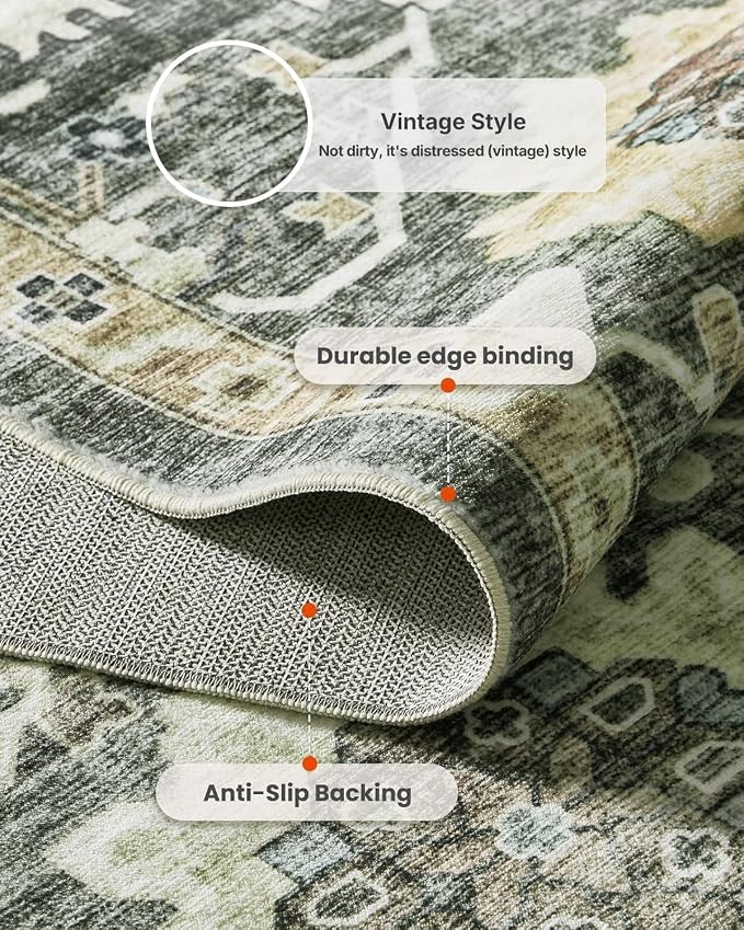 AMADA HOMEFURNISHING 8x10 Washable Area Rug, Low-Profile Large Area Rug - Image 6