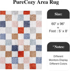 PureCozy Checkered Rug 5x8 for Living Room, Modern Rainbow Shag Rug Super Soft - Image 3