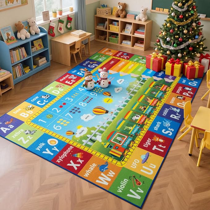 Unirea 6x9 Kids Rug for Playroom Classroom Bedroom, Washable Educational Play by UNIREA