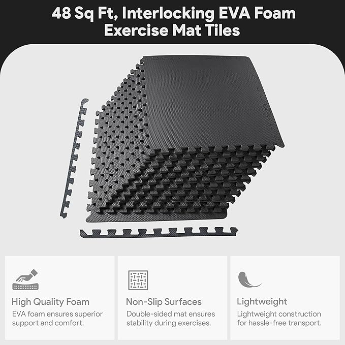 BalanceFrom Puzzle Exercise Mat 1/2" Thick, EVA Interlocking Foam Floor Tiles - Image 2