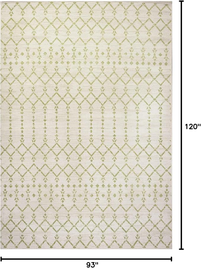 JONATHAN Y Moroccan Geometric Indoor Outdoor Area Rug 8X10 Cream/Green - Image 2