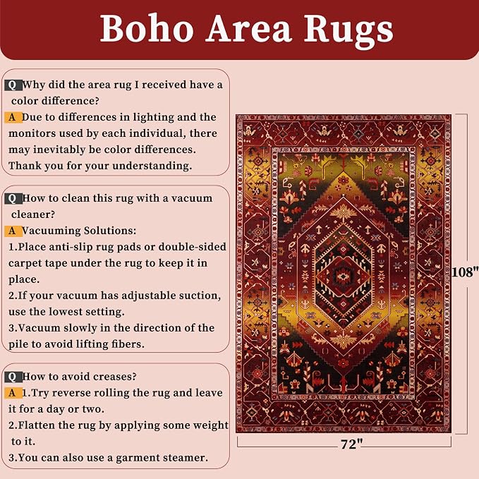 SERISSA 6x9 Area Rugs for Living Room, Large Washable Non-Slip Boho Rug - Image 2