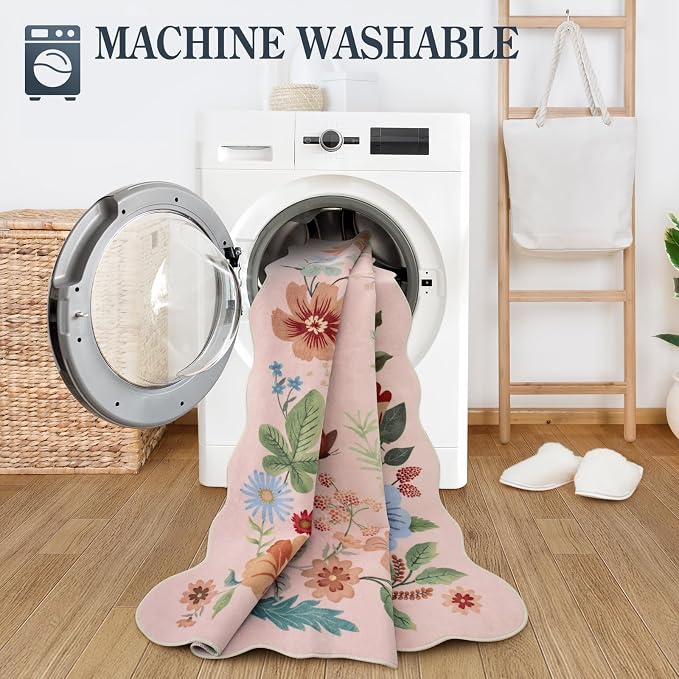 Lahome Floral Kitchen Runner, 2X6 Washable Runner Rug Non-Slip, Ultra-Thin Soft - Image 4