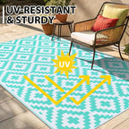 Smiry Waterproof Outdoor Rug 9X18 ft, Reversible Plastic Straw Patio Camping - Image 4