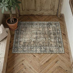PureCozy 2x3 Washable Entryway Rug Brown Vintage Non Slip Door Mat Soft Low - Image 2
