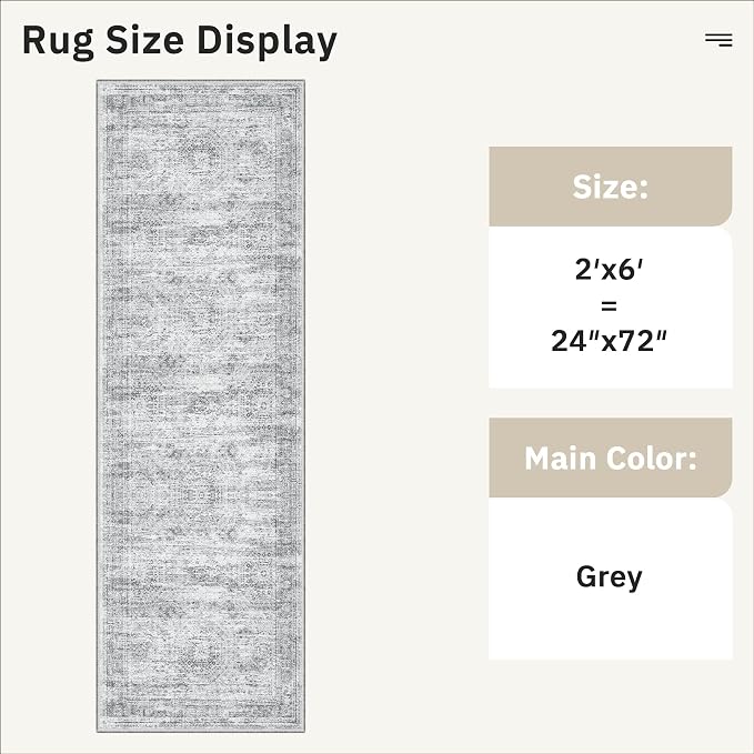 Soalmost Runner Rug 2'x6' Washable Non-Slip Runner Rugs - Image 5