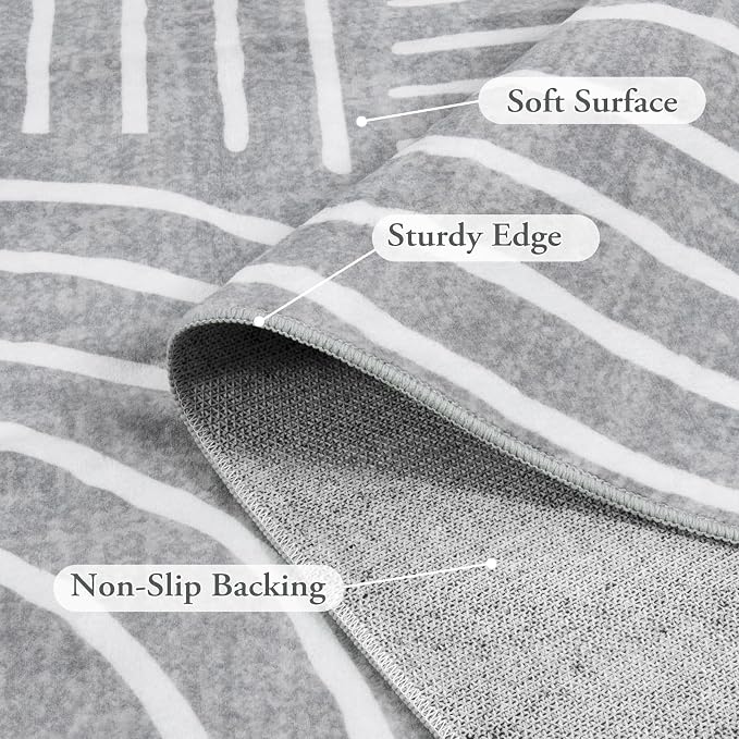 Lahome Abstract Washable Rugs, Soft Area Rugs 4x6 Non-Slip Grey Rug - Image 7