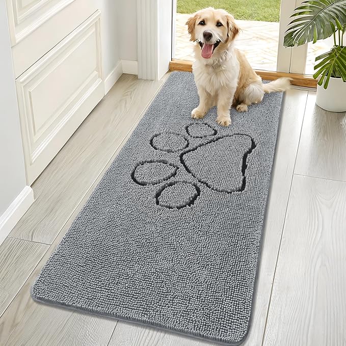 OLANLY Dog Door Mat for Muddy Paws 70x32, Paw Print Design, Absorbs Moisture by OLANLY