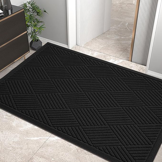HIYARD Sturdy Front Door Mat, Absorbent Muddy Dirt Resist Welcome Door Mats by HIYARD
