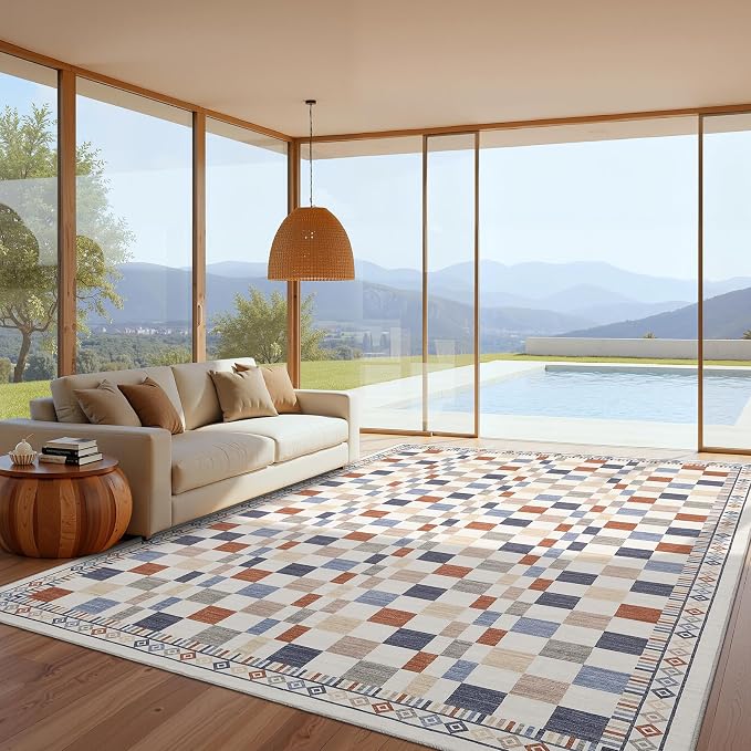 GarveeHome 8x10 Rug for Bedroom Modern Colorful Checkered Rug for Living Room by GarveeHome