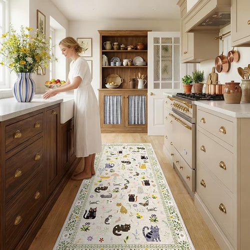 2x5 Washable Rug Runner, Non Slip Low Pile Hallway Cat Runner Rug, Stain - Image 2