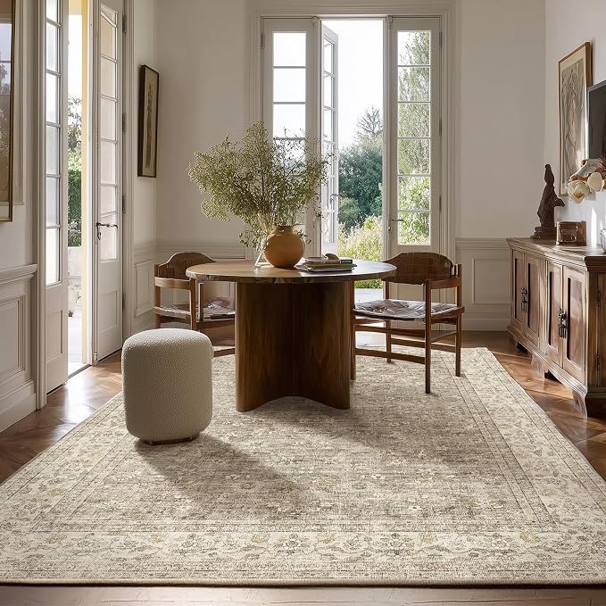 Machine Washable Rugs for Living Room: 6x9 Area Rugs for Bedroom Vintage Stain - Image 5