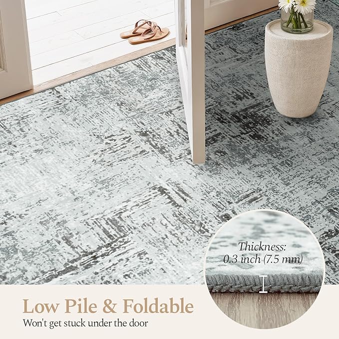Rugflix 9x12 Washable Area Rugs, Neutral Boho Carpet Living Room Rug Non Slip - Image 6