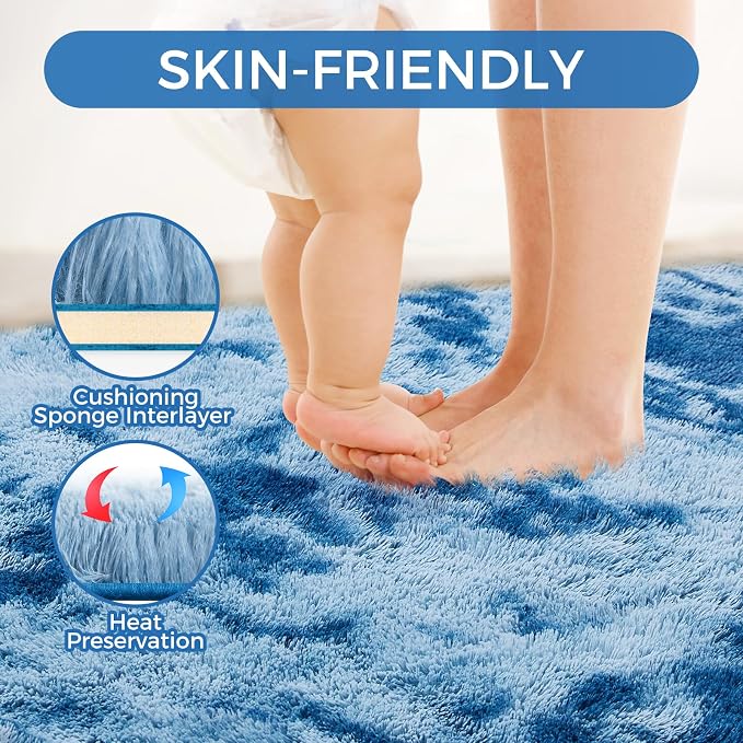 Ultra Soft Rug for Living Room, 6X9 Fluffy Shag Area Rug for Bedroom, Modern - Image 4