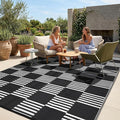 Garvee Waterproof Outdoor Rug 10x14, Checkered Foldable Plastic Straw Patio by Garvee