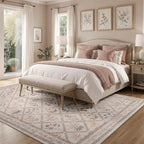 DCX Washable 5x7 Rose Biege Floral Rug - Image 3