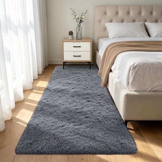 Shag Runner Rug for Bedroom Living Room 2x6 Upgrade Non-Slip Fluffy Soft by Boshengya