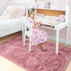 Amdrebio Blush Pink Area Rugs for Girls Bedroom, Fuzzy Furry Fluffy Kawaii Rugs - Image 3