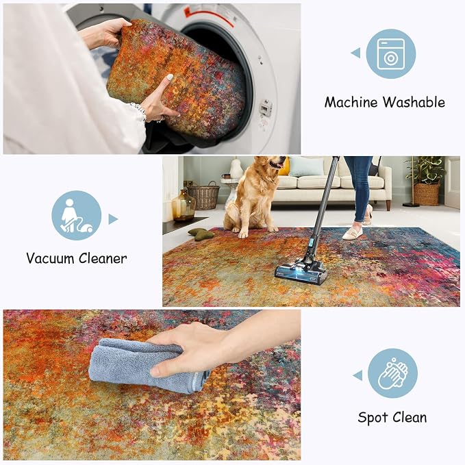 Lahome Modern Abstract Washable 5x7 Area Rugs - Image 4