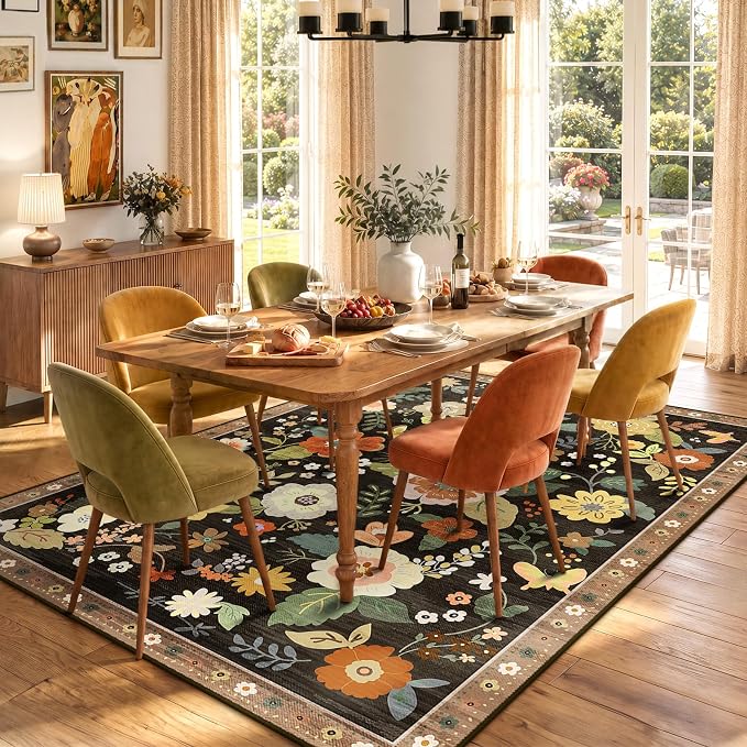 RELEANY Floral 5x7 Area Rugs Washable Print Boho Cute Carpet Non Slip Flower - Image 6