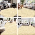 8x10 Area Rug for Living Room:Ultra Soft Fluffy Shag Cream White Rugs, Large - Image 6