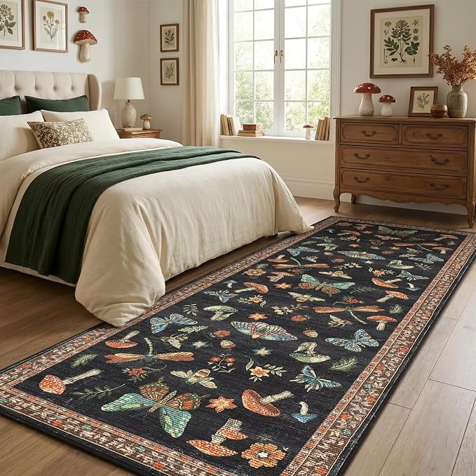 Mushroom 2x6 Runner Rug for Hallway Washable Kitchen Rugs Non Slip Low-Pile - Image 3