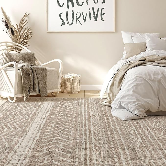 Nakagishi 8x10 Area Rugs Living Room: Washable Boho Large Neutral Soft - Image 6