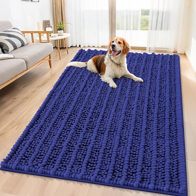 Smiry Dog Door Mat for Muddy Paws 59x35, Absorbent Dirt Trapper, Non-Slip by Smiry
