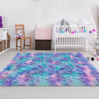 4x6ft Tie-Dyed Purple Rainbow Carpet Soft Area Rugs - Image 9
