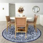 KILOCOCO Area Rug 6ft Round Living Room Rug Washable Printed Vintage Floral - Image 7