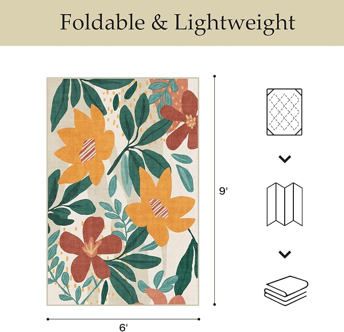 GENIMO Indoor Outdoor Area Rug 6'x9', Machine Washable Rugs - Image 2