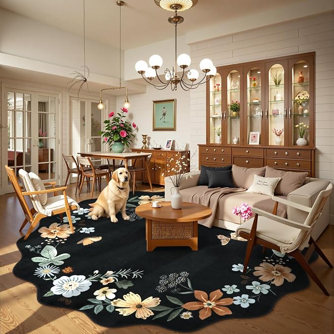 Lahome Floral Washable Round Area Rug, Soft Round Rugs 6ft Ultra-Thin Non-Slip - Image 2