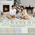 Area Rugs 9x12 Living Room: Floral Washable Rug Vintage Large Soft Boho - Image 8
