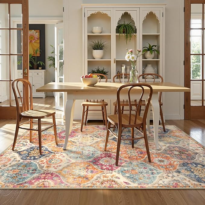 Lahome Moroccan Trellis Washable Area Rugs 5x7, 5x7 Area Rugs - Image 5