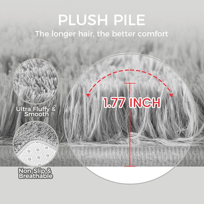 Ultra Soft Rug for Living Room, 5X8 Fluffy Shag Area Rug for Bedroom, Modern - Image 5