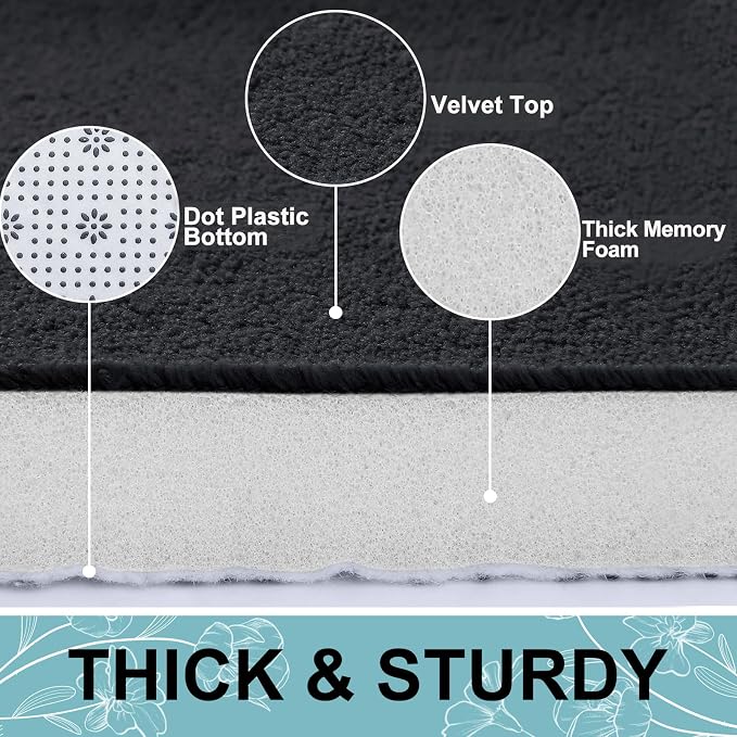 Smiry Memory Foam Bath Mat 30x20, Extra Soft and Absorbent Bathroom Mats - Image 2