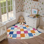 jinchan Macy Kids Rug for Nursery 5ft Radius Corner Washable Area Rug Modern by JINCHAN