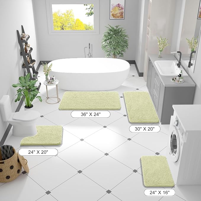 OLANLY Bathroom Runner Rugs 44x24, Soft Absorbent Chenille Bath Rugs, Rubber - Image 3