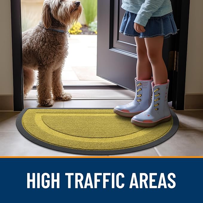OLANLY Half Circle Door Mat Indoor Outdoor Entrance Welcome, Waterproof - Image 6